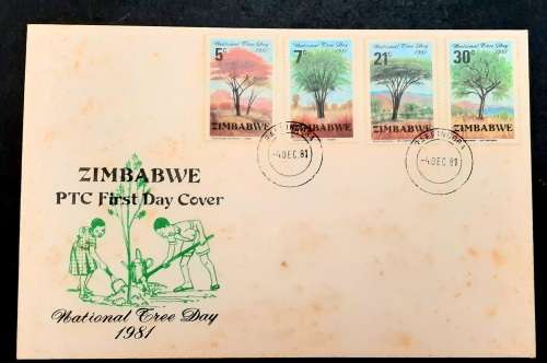 ** 1981 Zimbabwe National Tree Day FDC w/ Insert Card (UNUSED).**