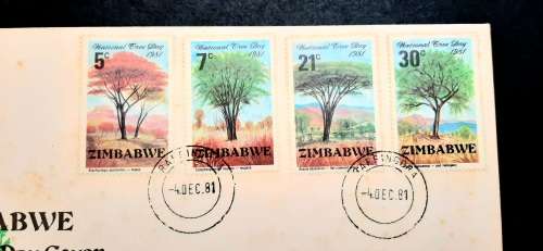 ** 1981 Zimbabwe National Tree Day FDC w/ Insert Card (UNUSED).**