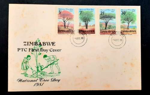 ** 1981 Zimbabwe National Tree Day FDC w/ Insert Card (UNUSED).**