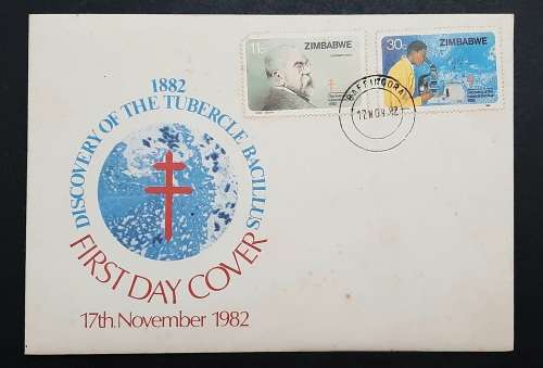 ** 1982 Zimbabwe Discovery of Tubercle FDC w/ Insert Card (UNUSED).**