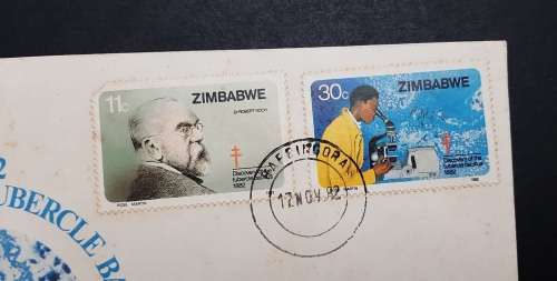** 1982 Zimbabwe Discovery of Tubercle FDC w/ Insert Card (UNUSED).**