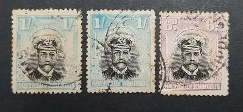 ** 1924 Southern Rhodesia KGV `Admiral` Stamps x3 (USED).**
