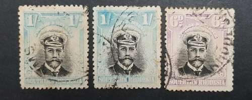 ** 1924 Southern Rhodesia KGV `Admiral` Stamps x3 (USED).**