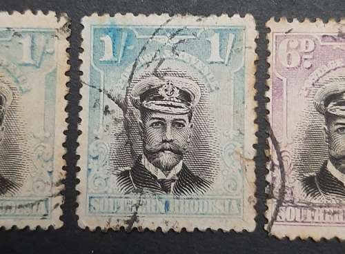 ** 1924 Southern Rhodesia KGV `Admiral` Stamps x3 (USED).**