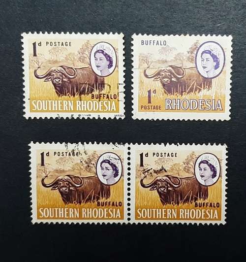 ** 1964 Southern Rhodesia QEII 1d `Buffalo` Stamps x4 (USED).**
