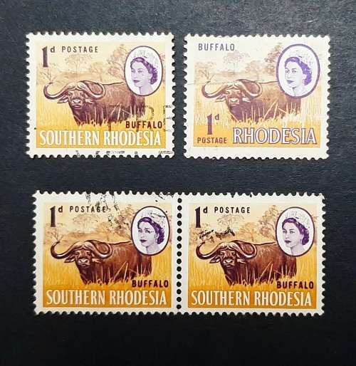 ** 1964 Southern Rhodesia QEII 1d `Buffalo` Stamps x4 (USED).**