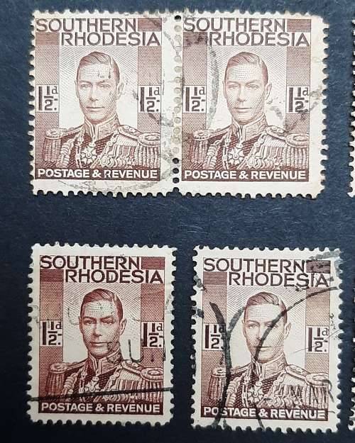 ** 1937 Southern Rhodesia KGVI  1½d Stamps x 9 (USED).**