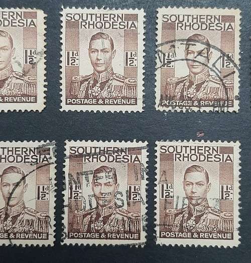 ** 1937 Southern Rhodesia KGVI  1½d Stamps x 9 (USED).**