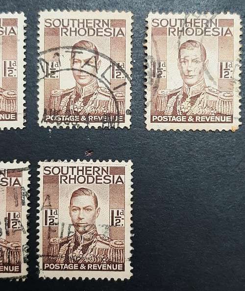 ** 1937 Southern Rhodesia KGVI  1½d Stamps x 9 (USED).**
