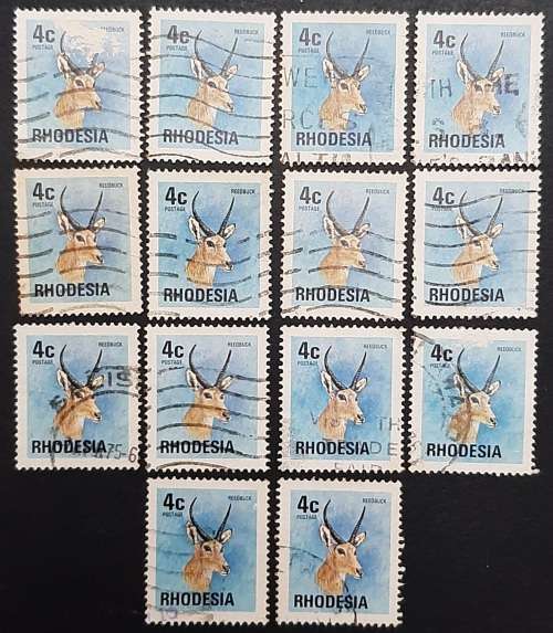 ** 1976 Rhodesia 4c Reedbuck Stamps x14 (USED).**