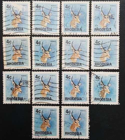** 1976 Rhodesia 4c Reedbuck Stamps x14 (USED).**