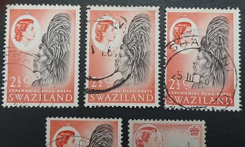 ** 1968 & 1961 Swaziland 2½c Stamps x 5 (USED).**