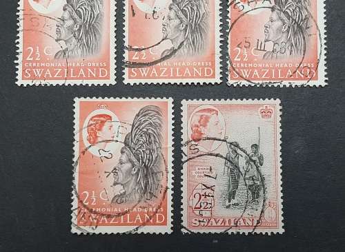 ** 1968 & 1961 Swaziland 2½c Stamps x 5 (USED).**