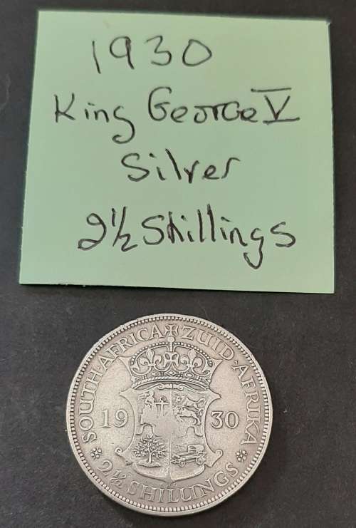 ** 1930 South Africa / Zuid Afrika  KGV 2½ Shillings .800 Silver Coin (VF) **.