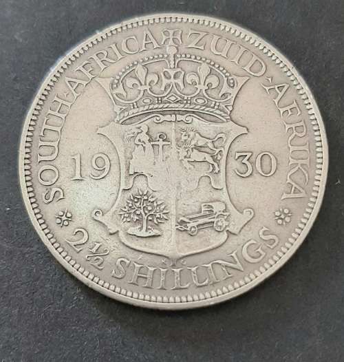 ** 1930 South Africa / Zuid Afrika  KGV 2½ Shillings .800 Silver Coin (VF) **.