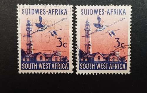 ** 1961 South-West Africa 3c  Lesser Flamingo Stamps x2 (USED).**