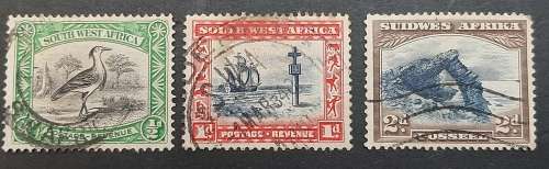 ** 1935 South-West Africa KGV  ½d , 1d + 2d Stamps (USED).**