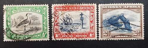 ** 1935 South-West Africa KGV  ½d , 1d + 2d Stamps (USED).**