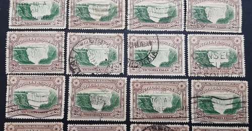 ** 1935 Southern Rhodesia KGV Victoria Falls 2d Stamps x 27 (USED).**
