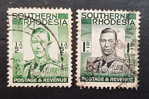 ** 1937 Southern Rhodesia KGVI 1d + 1S Stamps x2 (USED).**