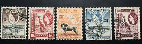 ** 1954 Kenya, Uganda & Tanganyika QEII Stamps x5 (USED).**