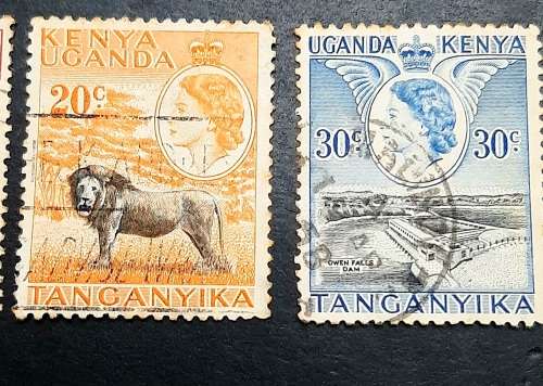 ** 1954 Kenya, Uganda & Tanganyika QEII Stamps x5 (USED).**