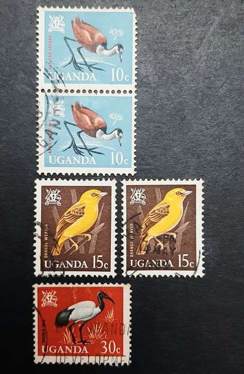 ** 1965 Uganda Birds Defin. Stamps x5 (USED).**