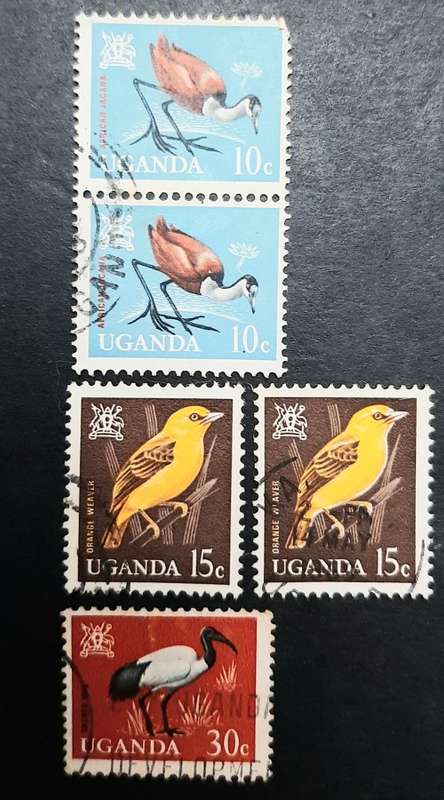 ** 1965 Uganda Birds Defin. Stamps x5 (USED).**