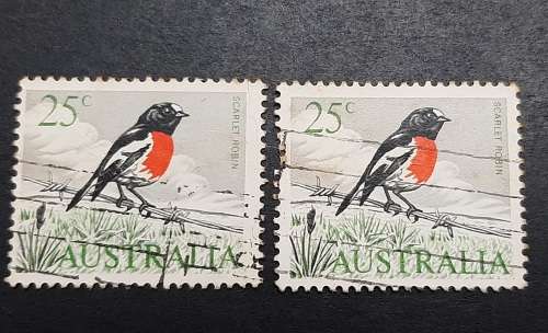 ** 1966 Australia Scarlet Robin 25c Stamps x2 (USED).**