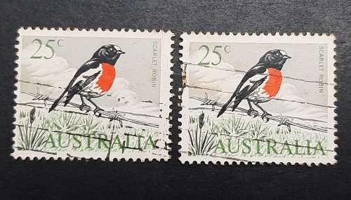 ** 1966 Australia Scarlet Robin 25c Stamps x2 (USED).**