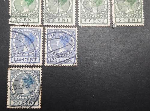 ** 1926 - 1934 Netherlands Queen Wilhelmina Stamps x9 (USED).**