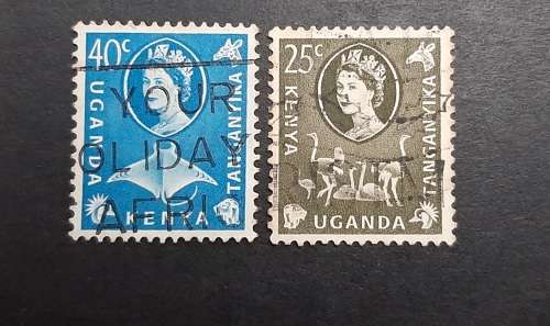 ** 1960 Kenya, Uganda & Tanganyika QEII 25c + 40c Stamps x2 (USED).**