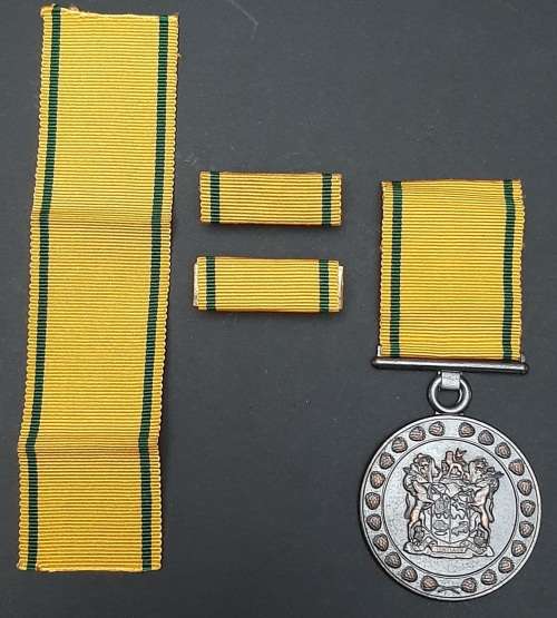 ** South African Prison Service Pre-1994 Faithful Service Medal w/ Ribbon Bars +  Ribbon Length.**
