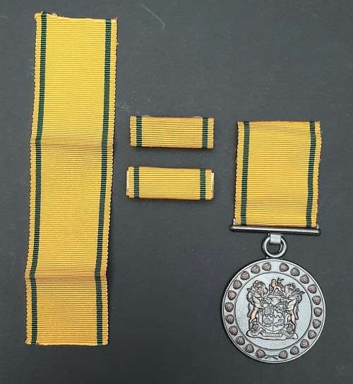 ** South African Prison Service Pre-1994 Faithful Service Medal w/ Ribbon Bars +  Ribbon Length.**