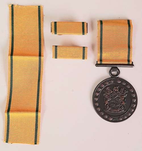 ** South African Prison Service Pre-1994 Faithful Service Medal w/ Ribbon Bars +  Ribbon Length.**