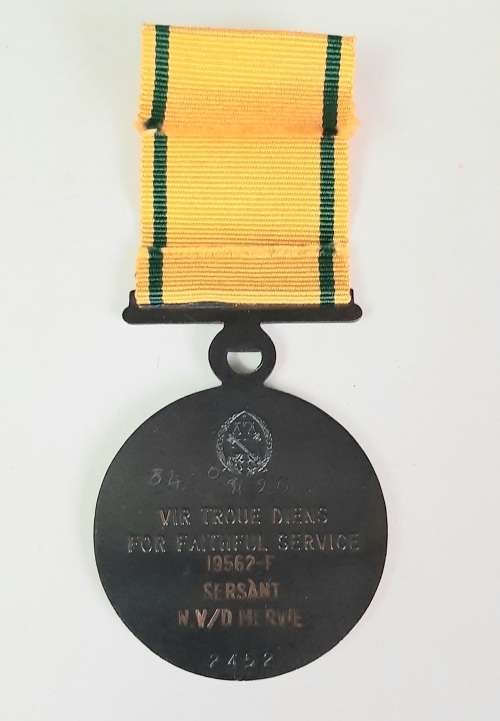 ** South African Prison Service Pre-1994 Faithful Service Medal w/ Ribbon Bars +  Ribbon Length.**
