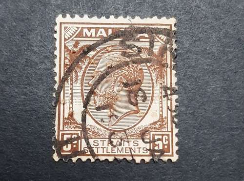 ** 1936 Malaya KGV Straits Settlements 5c Brown Stamp (USED).**