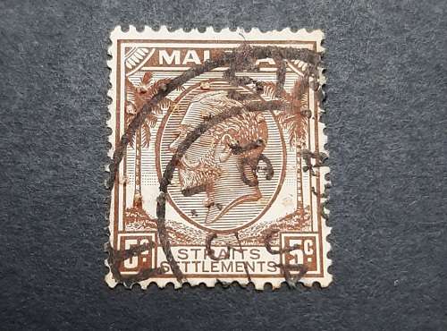 ** 1936 Malaya KGV Straits Settlements 5c Brown Stamp (USED).**