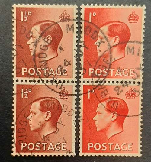 ** 1936 Great Britain KEVIII 1d + 1½d Pair Stamps (USED).**