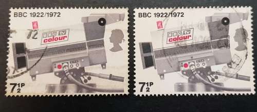 ** 1972 Great Britain QEII  BBC Anniv. 7 ½P Stamps x2 (USED).**