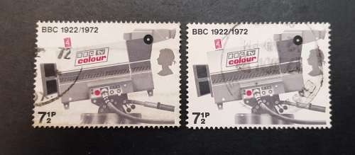 ** 1972 Great Britain QEII  BBC Anniv. 7 ½P Stamps x2 (USED).**