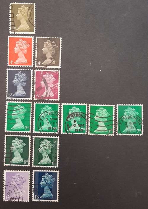 ** 1967 Great Britain QEII Pre-Decimal Stamps x 14 (USED).**