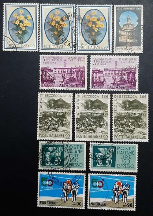 ** 1960s Italy Republic Postage Stamps x13 (USED).**