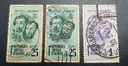 ** 1944 Italian Social Republic Bandiera Brothers Stamps x3 (USED).**