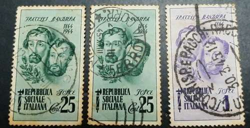 ** 1944 Italian Social Republic Bandiera Brothers Stamps x3 (USED).**