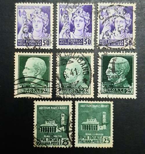 1944 Italian Social Republic Definitives Stamps x8