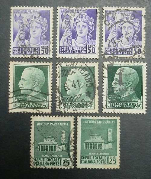 1944 Italian Social Republic Definitives Stamps x8