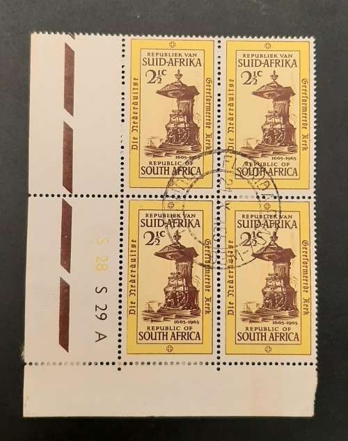 ** 1965 South Africa 300th Anniv. Dutch Reform Church 2 ½c Block Stamps x4 (UNUSED).**