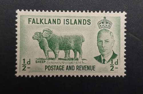 ** 1952 Falkland Islands KGVI  ½d  Sheep Stamp (UNUSED).**