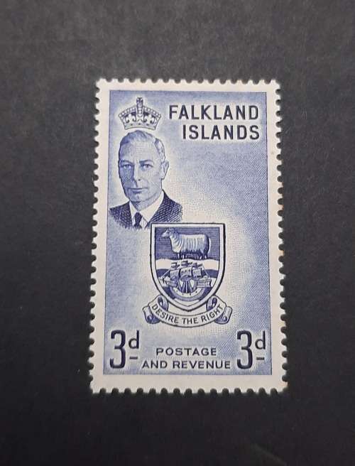 ** 1952 Falkland Islands KGVI 3d Stamp (UNUSED).**